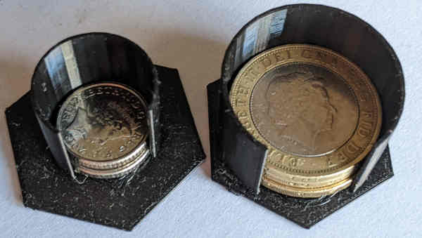 photo of 3d printed coin holders sizes