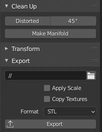 screen capture blender 3D-print toolkit export STL settings for 3d printing