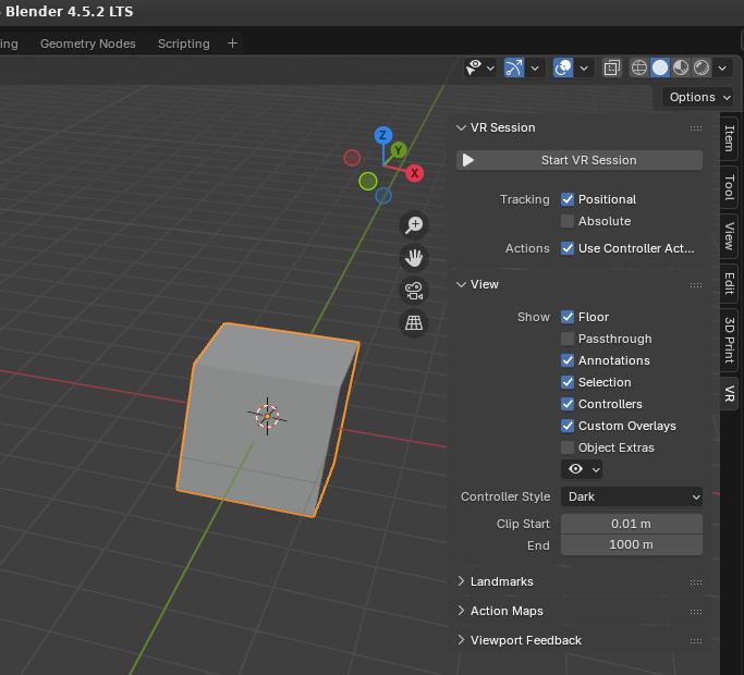 Blender VR settings