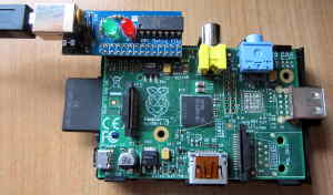 Raspberry Pi Debug Clip attached to model A