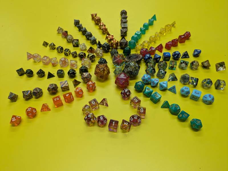photo of a large number of dice sets