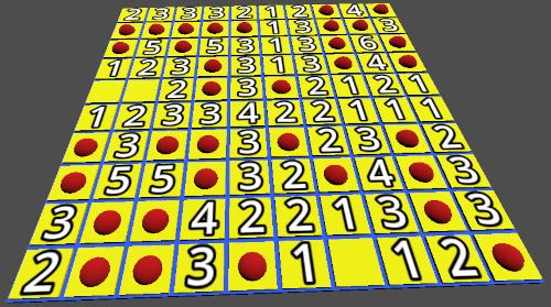 screenshot of 3d 2d minesweeper board