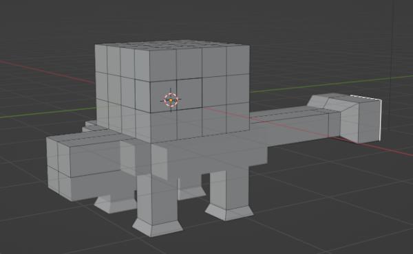 blocky mesh of ankylosaurus - blender screen shot
