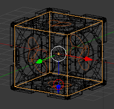 screenshot of a portal companion cube wire frame with hearts